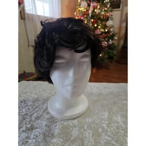 Short black synthetic wig with lots of body